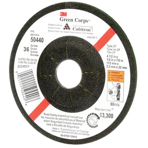 Meule flexible Green Corps, 4-1/2" x 1/8", Arbre 7/8", C&eacute;ramique, Type 27 Oxymax Inc
