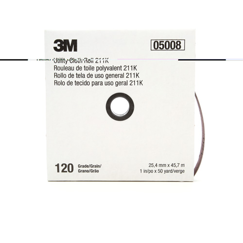 Rouleau de toile abrasive utilitaire 211K, Oxyde d'aluminium, 1" la x 150' lo, Grain 120 Oxymax Inc