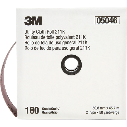 Utility Roll 211K, Aluminum Oxide, 2" W x 150' L, 180 Grit Oxymax Inc