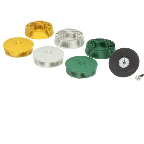 Roloc Bristle Disc Kit, Aluminum Oxide, Several Grit, 3" Dia. Oxymax Inc