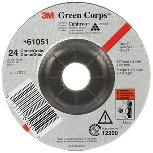 Meule flexible Green Corps, 5" x 1/4", Arbre 7/8", C&eacute;ramique, Type 1 Oxymax Inc