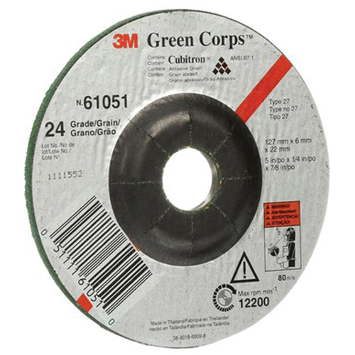 Meule flexible Green Corps, 5" x 1/4", Arbre 7/8", C&eacute;ramique, Type 1 Oxymax Inc