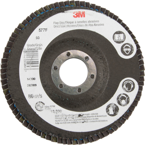 Disques &agrave; lamelles 577F, 4-1/2" x 7/8", Type 29, Grain 60, Zirconium Oxymax Inc