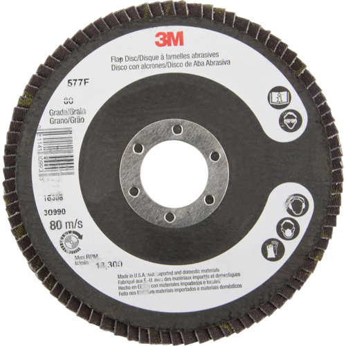 Flap Wheels - 577F Flap Discs, 4-1/2" x 7/8", Type 29, 80 Grit, Zirconium Oxymax Inc