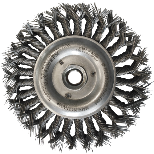 Brosses m&eacute;talliques &agrave; touret, Dia. 6", Fils 0,014", Arbre 5/8"-11, Acier Oxymax Inc