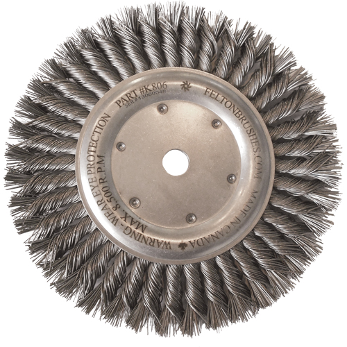 Brosses m&eacute;talliques &agrave; touret, Dia. 8", Fils 0,014", Arbre 5/8"-11, Acier Oxymax Inc