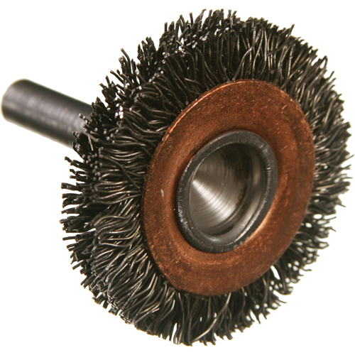 Circular Crimped Wire End Brushes, 3", 0.014" Fill, 1/4" Shank Oxymax Inc