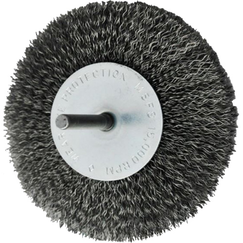 Circular Crimped Wire End Brushes, 4", 0.008" Fill, 1/4" Shank Oxymax Inc