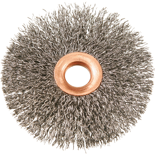 Brosses rotatives &agrave; fils cr&ecirc;p&eacute;s avec moyeu en cuivre 3", 3" dia., Fils 0,014", Arbre 1/2" Oxymax Inc