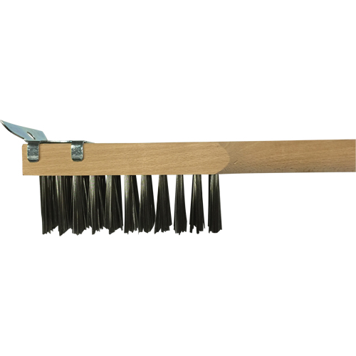 Scratch Brush With Scraper, Stainless Steel, 3 x 10 Wire Rows, 20" Long Oxymax Inc