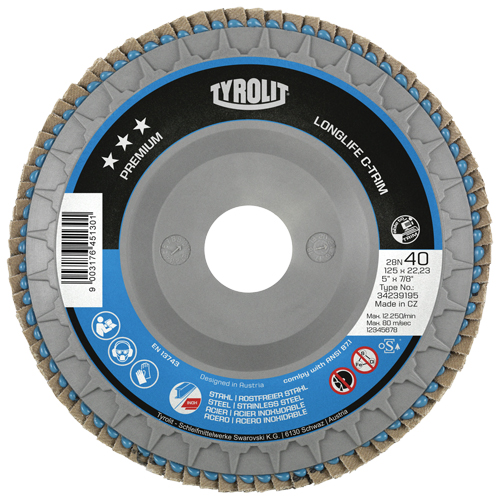 Disque &agrave; lamelles C-Trim robuste, 7" x 7/8", Type 29, Grain 40, Zirconium Oxymax Inc