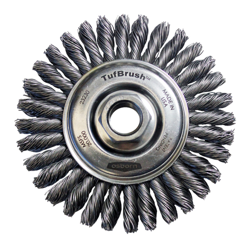 TufBrush Knot Wire Wheel Brush, 4" Dia., 0.02" Fill, 5/8"-11 Arbor, Steel Oxymax Inc