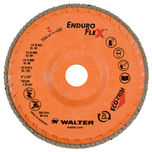 Disques &agrave; lamelles Enduro-Flex, 6" x 7/8", Type 27, Grain 40, Zirconium Oxymax Inc