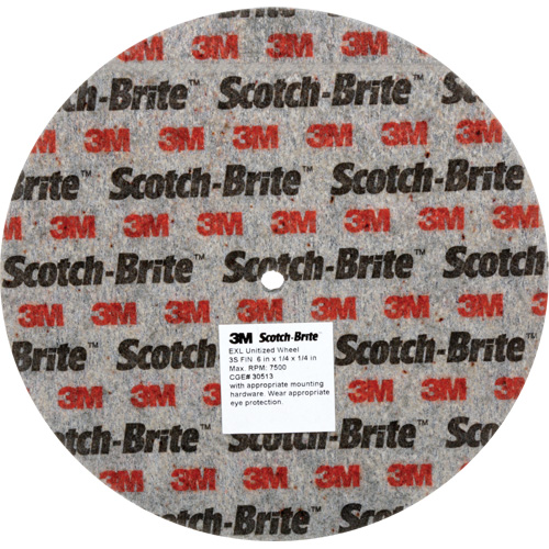 Meule unitaris&eacute;e EXL Scotch-Brite, 6" x 1/4", Arbre de 1/4", Grain de Fin, Carbure de silicium Oxymax Inc