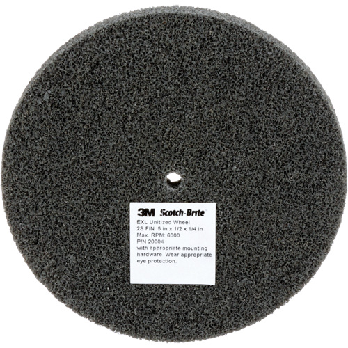 Meule unitaris&eacute;e EXL Scotch-Brite, 5" x 1/2", Arbre de 1/4", Grain de Fin, Carbure de silicium Oxymax Inc