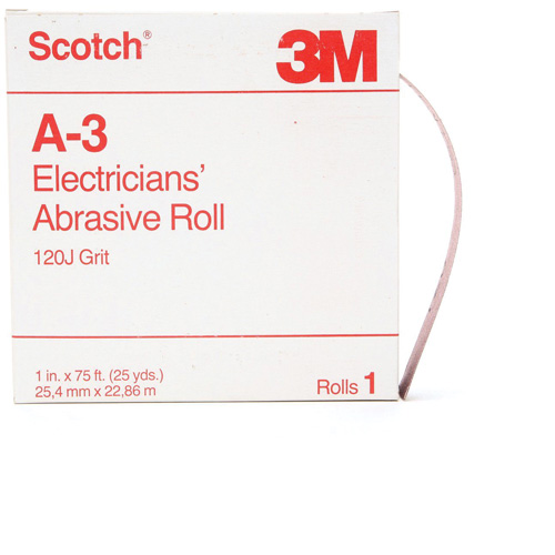 Rouleau abrasif pour &eacute;lectricien A-3 Scotch, Oxyde d'aluminium, 1" la x 75' lo, Grain 120 Oxymax Inc