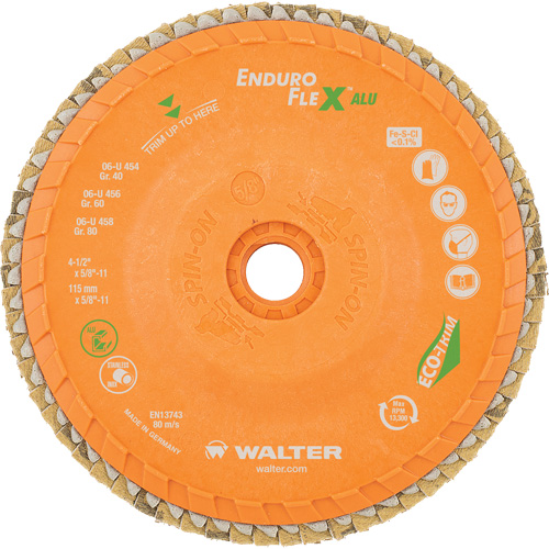 Disque &agrave; lamelles vissable Enduro-Flex Alu, 4-1/2" x 5/8"-11, Type 27, Grain 40, Alumine de zirconium Oxymax Inc