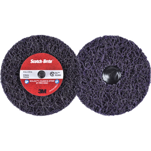Scotch-Brite Roloc+ Clean & Strip XT Pro Disc, 4" Dia., Extra Coarse Grit, Silicon Carbide Oxymax Inc