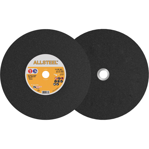 Meule pour scie &agrave; tronçonner AllSteel, 12" x 1/8", Arbre de 25/32", Type 1, Oxyde d'aluminium, 6300 Tr/min Oxymax Inc