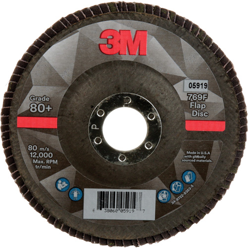Disque &agrave; lamelles &agrave; changement rapide 769F, 5" x 7/8", Type 27, Grain 80+, C&eacute;ramique Oxymax Inc