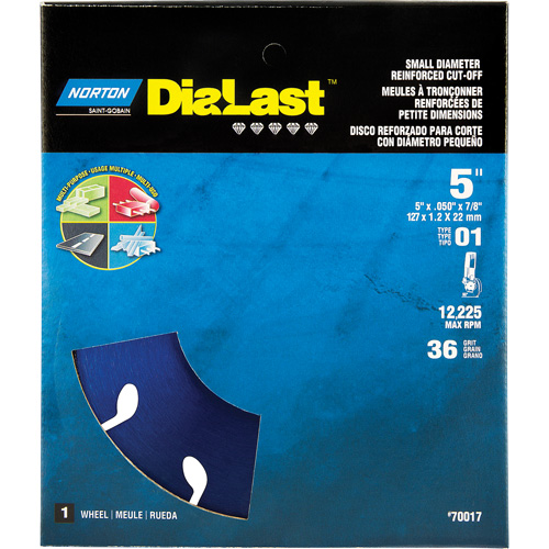 Dialast RightCut Cut-Off Wheel, 5" x 0.05", 7/8" Arbor, Type 01/41, Diamond, 12225 RPM Oxymax Inc