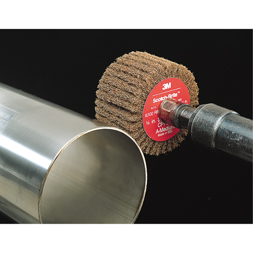 Scotch-Brite Flap Brushes, 2" Dia. x 1" W, 1/4" Arbor, Aluminum Oxide Oxymax Inc