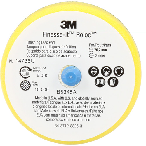 Finesse-it Roloc Finishing Disc Pad, 3" Dia. Oxymax Inc