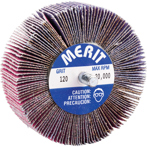 Mini-meule &agrave; lamelles filet&eacute;es, C&eacute;ramique d'alumine, Grain 120, 3" x 1" x 1/4"-20 Oxymax Inc
