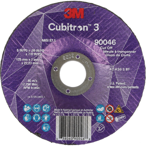 Meule &agrave; tronçonner Cubitron 3, 5" x 0,09", Arbre de 7/8", Type T27, C&eacute;ramique, 12250 Tr/min Oxymax Inc