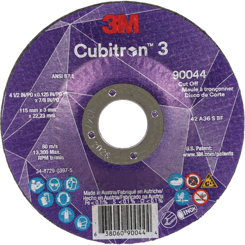 Cubitron 3 Cut-Off Wheel, 4-1/2" x 1/8", 7/8" Arbor, Type T27, Ceramic, 13300 RPM Oxymax Inc