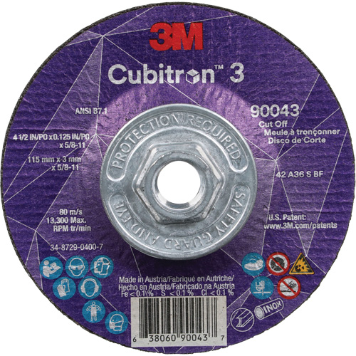 Meule &agrave; tronçonner Cubitron 3, 4-1/2" x 1/8", Arbre de 5/8"-11, Type T27, C&eacute;ramique, 13 300 Tr/min Oxymax Inc