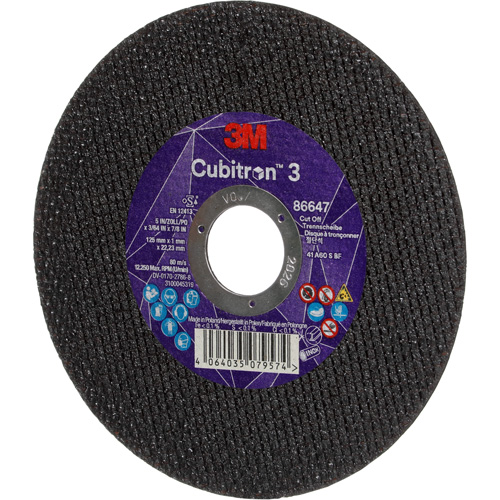 Cubitron 3 Cutting Disc, 5" x 9/32", 3/8" Arbor, Type 41 Oxymax Inc