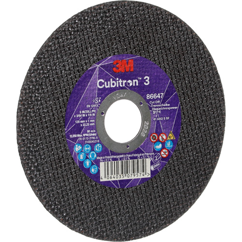 Cubitron 3 Cutting Disc, 5" x 9/32", 3/8" Arbor, Type 41 Oxymax Inc
