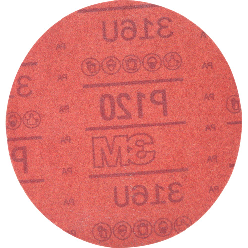 Hookit Red Abrasive Disc 316U, 01224, 6" Dia., P120 Grit, Aluminum Oxide, A Oxymax Inc