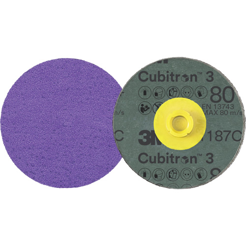 Disque en fibre Roloc Cubitron 3, 4" dia., Grain 80+, C&eacute;ramique Oxymax Inc