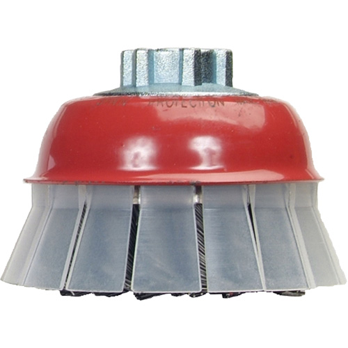 Brosse-boisseau &agrave; fils nou&eacute;s avec protecteur, 5" dia. x 5/8"-11 arbre Oxymax Inc