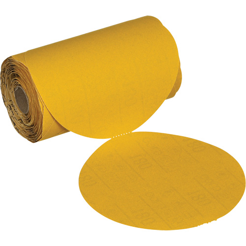 Stikit No Hole Gold Abrasive Disc Roll, 6" Dia., 220 Grit, Aluminum Oxide Oxymax Inc