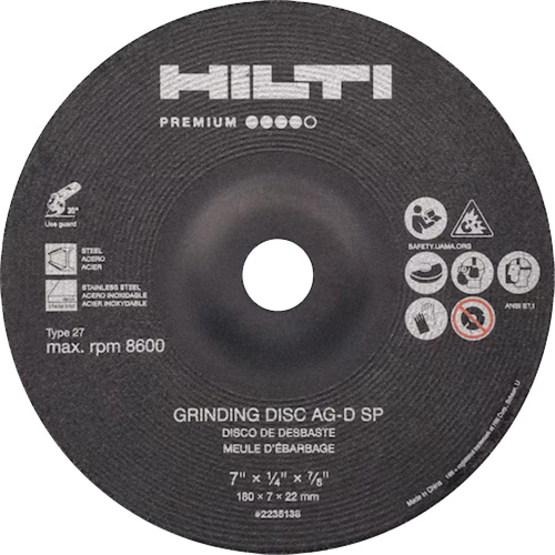 AG-D SP Premium Grinding Wheels, 5" x 1/4", 7/8" Arbor, Zirconium, Type 27 Oxymax Inc