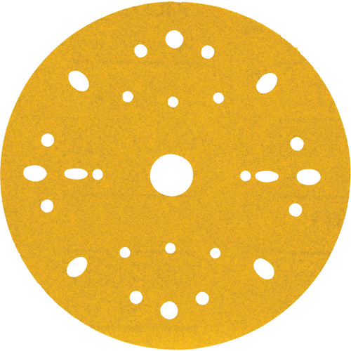 Hookit Gold Abrasive Disc, 6" Dia., 180 Grit, Aluminum Oxide, C-Weight Oxymax Inc