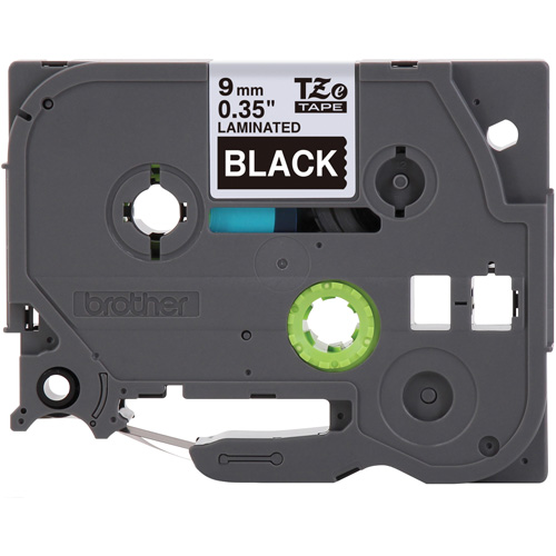 P-touch&reg; Labeling Systems, 9 mm x 314.96" or 8 m, White on Black Oxymax Inc