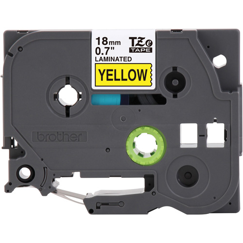 Tape Cartridge for P-touch&reg; Labeling System, 18 mm x 8 m, Black on Yellow Oxymax Inc