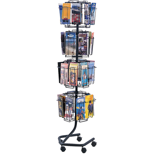 Literature Display Racks - Rotary Floor Displays, Rotating, 32 Slots, Wire Mesh, 15" W x 15" D x 60" H Oxymax Inc