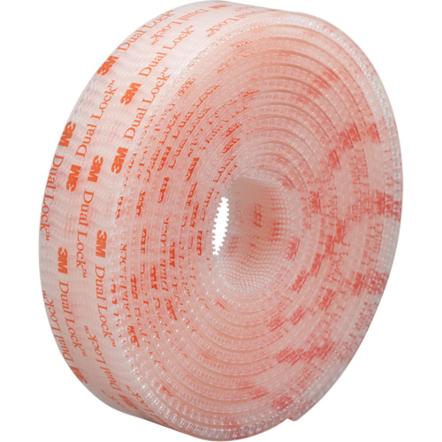 Dual Lock Reclosable Fastener, Self-Mating, 50 yds x 1/2", Adhesive, Clear Oxymax Inc