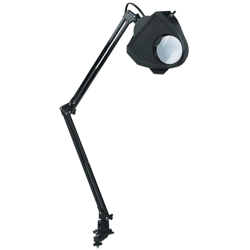 Lampe de travail avec loupe, 60 W, Fluorescent/Incandescente/DEL, Pince, Col 40", Noir Oxymax Inc