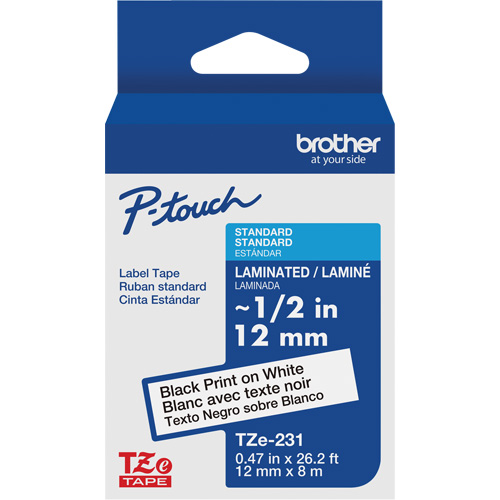 Tze Tape Cartridges, 12 mm x 26-1/4', Black on White Oxymax Inc