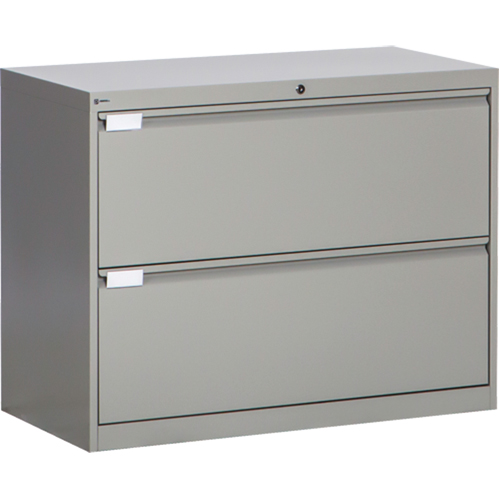 Lateral Filing Cabinet, Steel, 2 Drawers, 36" W x 18" D x 27-7/8" H, Grey Oxymax Inc