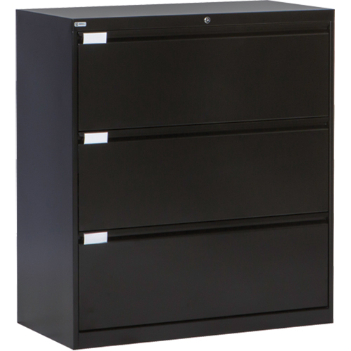 Classeur lat&eacute;ral, Acier, 3 tiroirs, 36" la x 18" p x 40-1/16" h, Noir Oxymax Inc
