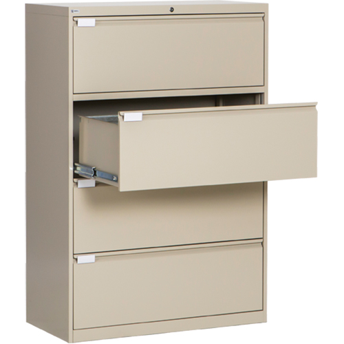 Lateral Filing Cabinet, Steel, 4 Drawers, 36" W x 18" D x 53-3/8" H, Beige Oxymax Inc