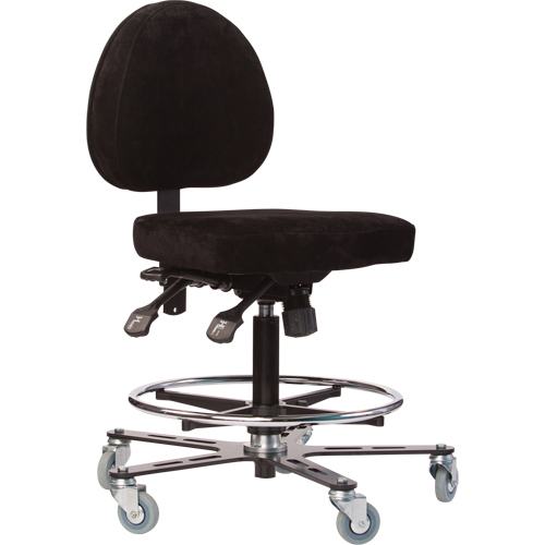 TF180 Welding Grade Ergonomic Stools, Suede, Black, 300 lbs. Capacity Oxymax Inc