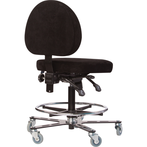 TF180 Welding Grade Ergonomic Stools, Suede, Black, 300 lbs. Capacity Oxymax Inc